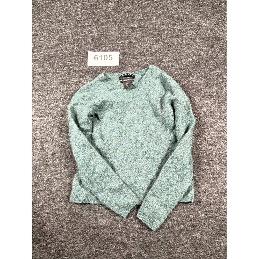 Tahari Sweater Womens Small Green Tight Knit Cashmere Crew Neck Luxury‎ *Read